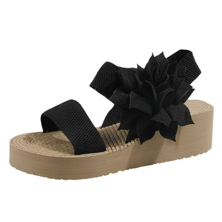 

Summer New Roman Shoes Casual Fashion One Line Buckle Flower Open Toe Thick Sole Sandals