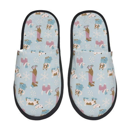 

Pofeuu Cute Snowflake Dachshund Print EVA Fuzzy House super light Slippers Slippers Scuff Outdoor Indoor Warm Cozy Plush Bedroom Shoes Soft Flat Comfy Anti-Slip-Large