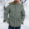 thumbnail image 2 of APEXFWDT Men's Winter Parka Coat Fleece Sherpa Furry Hooded Jacket Full-zip Thickened Warm Outdoor Outerwear with Multi-Pockets for Travel, 2 of 8