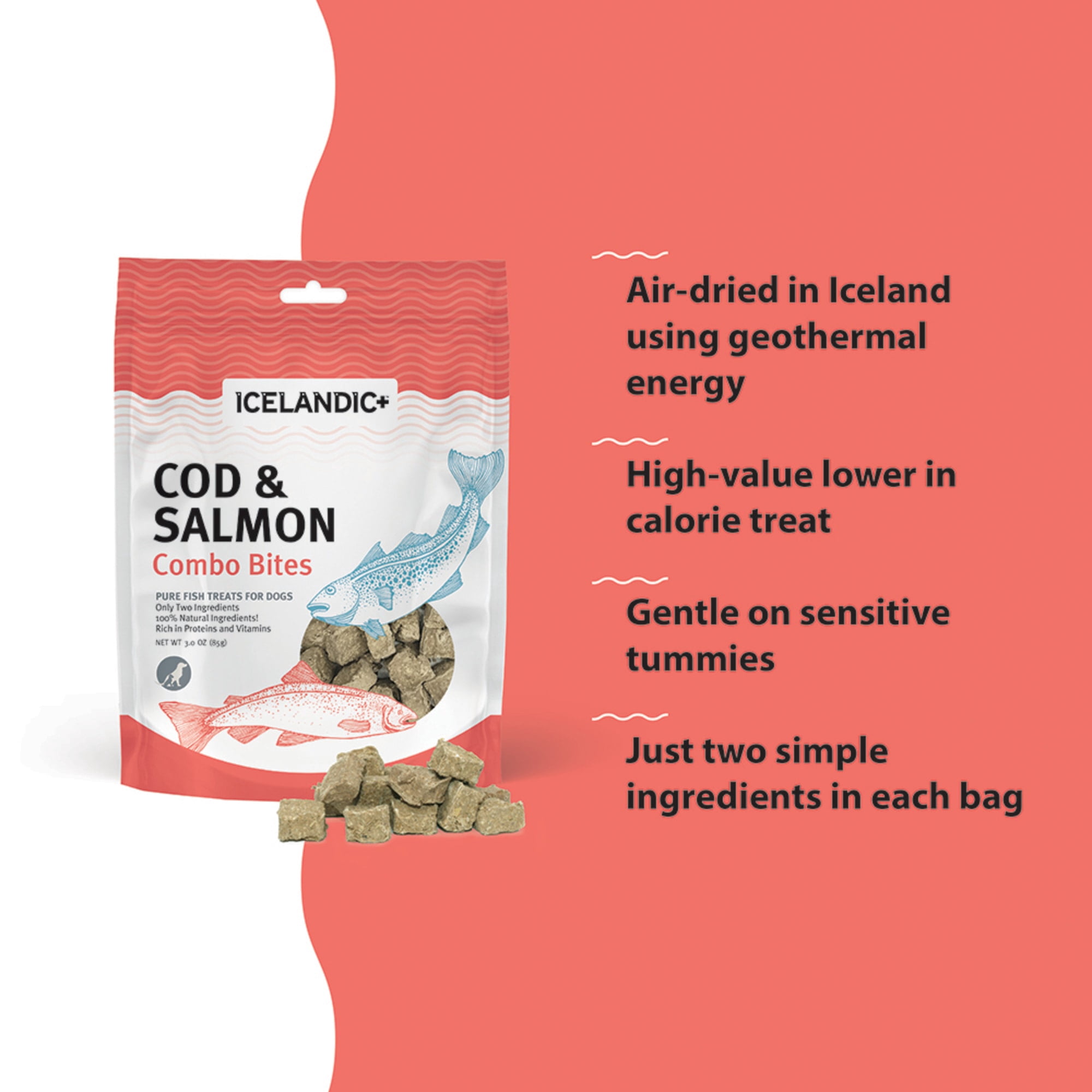 Icelandic+ Cod & Salmon Combo Bites Dog Treat 3.0-oz Bag