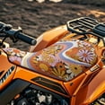 thumbnail image 4 of Uorisanigo Orange Hippie Flowers Seat Cushion Cover for ATV Waterproof Polyester Fabric, Compatible with Most ATV for Sportsman, Rancher, Foreman, Scrambler for All Season, 4 of 7