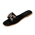 thumbnail image 4 of Eltusu Women Flat Slide Sandals, No Slip Casual PU Open Toe Summer Shoes Black Size 9, 4 of 5