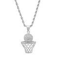 thumbnail image 6 of SteelTime Men's 18K Silver Plated Stainless Steel Basketball Hoop Chain Pendant Necklace, 6 of 6