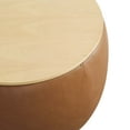 thumbnail image 5 of Perla Round Vegan Leather Storage Ottoman in Tan, 5 of 9