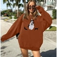 thumbnail image 2 of ALLTB Halloween Spooky Season Sweatshirt Women Oversized Black Cat Ghost Sweatshirts Fall Embroidered Long Sleeve Pullover Top, 2 of 6