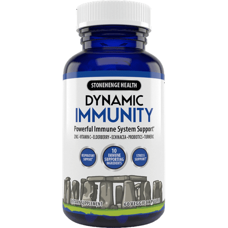 Stonehenge Health Dynamic Immunity Daily Supplement 10-in-1 Immune System Boosters Zinc, Elderberry, Echinacea, Vitamin C & Probiotic L. Acidophilus, 60 Capsules