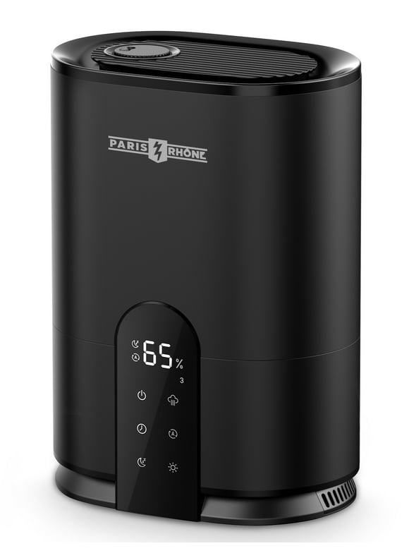 Paris Rhone Humidifiers, 4L Ultrasonic Cool Mist Humidifier with Humidistat, 30Hrs Timer, for Large Room, Bedroom, Office, Black