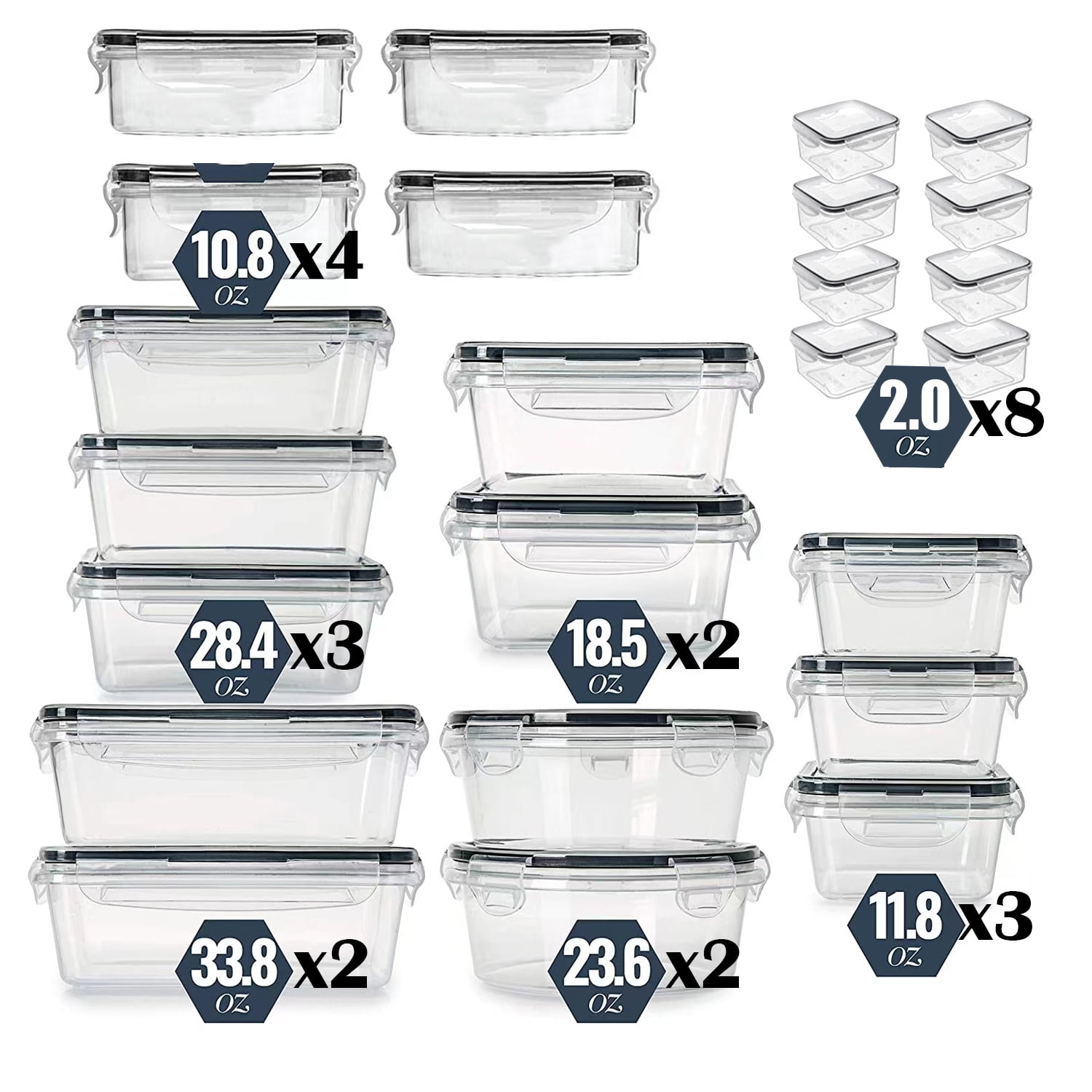 Airtight Food Storage Container Set， Meal Prep Container, Tupperware Sets With Lids, Food Storage Containers, Marker & Labels
