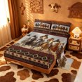 thumbnail image 2 of meiyoeat Vintage Cowboy Horse Aztec Print Bed Sheets For Boys,Rustic Western Pattern Full Size Sheets,4 Pieces,1 Flat Sheet,1 Fitted Sheet and 2 Pillowcases, 2 of 6