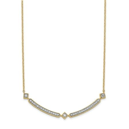 KIOKORI 14K Yellow Gold Diamond Curved Bar Necklace 1/3-Carat