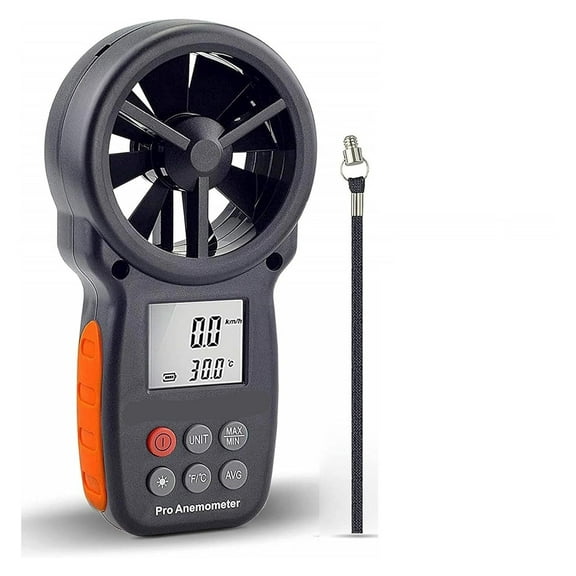 Digital Wind Speed Anemometer Handheld, Windspeed Gauge with Wind Chill Sensor to Measure Air Flow Velocity Temp