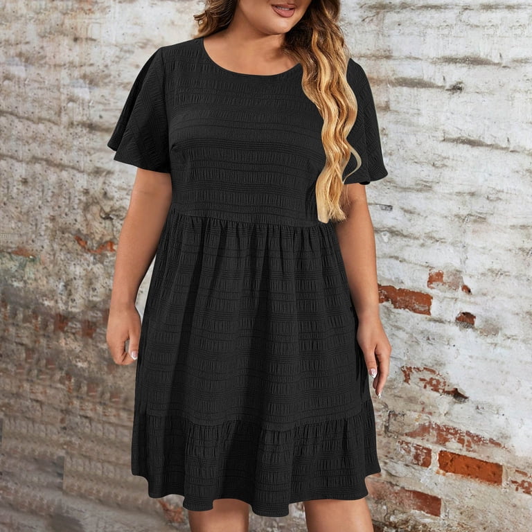 THDHVS Dresses for Women,Linen Dress,Plus Size Women Solid Color Short Sleeve Crewneck Dress Simple Everyday Wear Black - Walmart.com THDHVS Dresses for Women,Linen Dress,Plus Size Women Solid Color Short Sleeve Crewneck Dress Simple Everyday Wear Black - Walmart.com