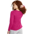 thumbnail image 3 of Hanes T-Shirt à Manches Longues Col Rond pour Femmes, P, Rose Vif, 3 of 5