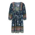 thumbnail image 4 of Robe d'Invitée de Mariage Mode Femme Bohème Col en V Ample Manches 3/4 Imprimée Robe Courte Longueur Mini Robe à Pois Robe à Bretelles Robe Mini Robe Maxi Robe Sans Bretelles, 4 of 7