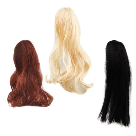3Pcs Long Style Garden Goose Wigs Realistic Synthetic Hair Accessories For Porch Goose Party Festival Decor(Set C-32Cm)