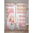 thumbnail image 5 of Merry Christmas Sheer Curtains 84 Inch Long 2 Panels, Pink Santa Claus Leaf Winter Snowflake Striped Light Filtering Rod Pocket Semi Sheer Curtains, Sheer Voile Drapes for Living Room, 52"x84", 5 of 5