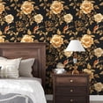 thumbnail image 2 of Vintage Floral Bird Wallpaper Peel and Stick Boho Wallpaper 17.5in x118in Black/Golden Floral Wall Mural Waterproof Self-Adhesive Modern Wall Paper for Bedroom Kitchen Cabinet Drawer Decor, 2 of 16