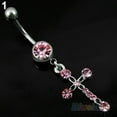 thumbnail image 3 of harmtty Surgical Steel Cross Dangle Navel Button Bar Belly Ring Piercing Body Jewelry Gift, 3 of 5