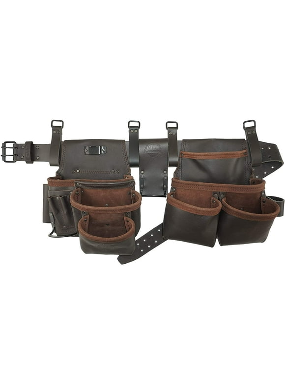 Graintex OD2222:: 10 Pocket Framers Tool Belt Premium Oil Tanned Leather with 2.3/4? Leather Belt for Constructors, Electricians, Plumbers, Handymen