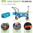 thumbnail image 4 of Large Collapsible Wagon Cart with Big Wheels, Heavy Duty Folding Beach Wagon with Adjustment Push Handle&Rear Brakes, Utility All-Terrain Wagon for Sports Garden Shopping Camping, Blue＆Green, 4 of 6