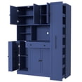 thumbnail image 2 of Harper & Bright Designs Farmhouse Kitchen Pantry Cabinet with Hutch, Tall Kitchen Storage Cabinet with Pull-Out Side Cabinet, Freestanding Cupboard with Door Shelves and Drawer for Dining Room, Blue, 2 of 20