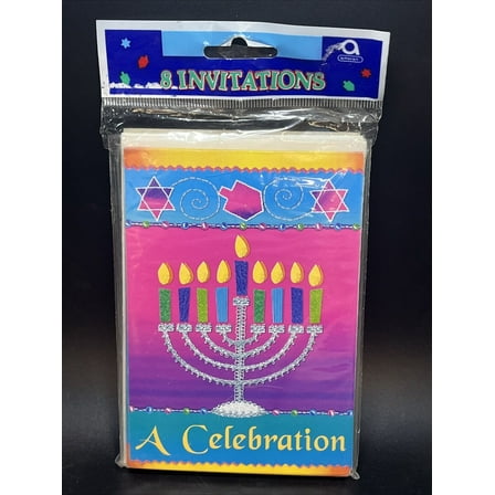 8 Invitations For A Hanukkah Celebration -Festival Of Lights 8 Cards &Envelopes)