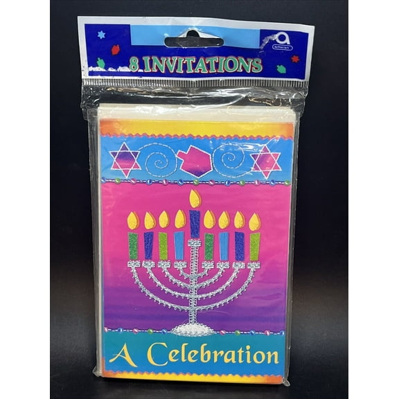 8 Invitations For A Hanukkah Celebration -Festival Of Lights 8 Cards &Envelopes)