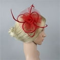 thumbnail image 5 of Uooqdmx Fascinators Hats for Women, Tea Party Hats for Women, Feather Headpiece, Fascinators Pillbox Flower Hat for Tea Wedding Church, Tea Party Accessories for Women, Red One Size, 5 of 7