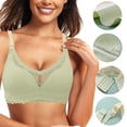 thumbnail image 3 of Women Solid Maternity Open Button Breastfeeding Bra Pulls Up Sag Feeding Comfort Thin, 36, Green, 3 of 5
