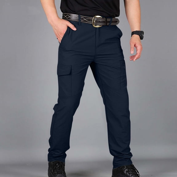 Mens Tactical Pants Ripstop Cargo Work Pants with Pockets Water Resistant Breathable Hiking Pants Navy 3XL