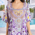 thumbnail image 3 of Miss Lavish London Kaftan for Womens One Size Cover Up Maxi Dresses Lougewear Embellished Kimono, Purple, 3 of 7