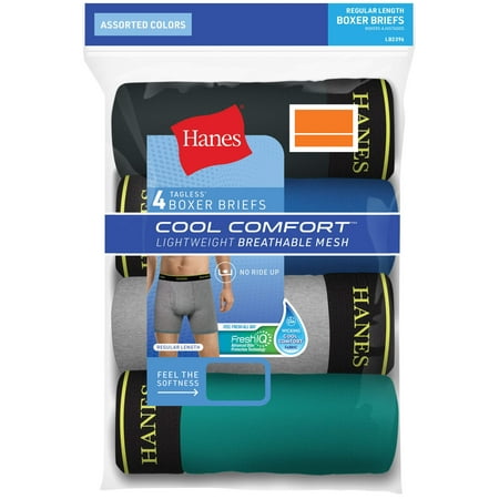 Hanes Cool Comfort Tagless Boxer Briefs, 4 Pack, Assorted, (Best Men's Boxer Briefs)