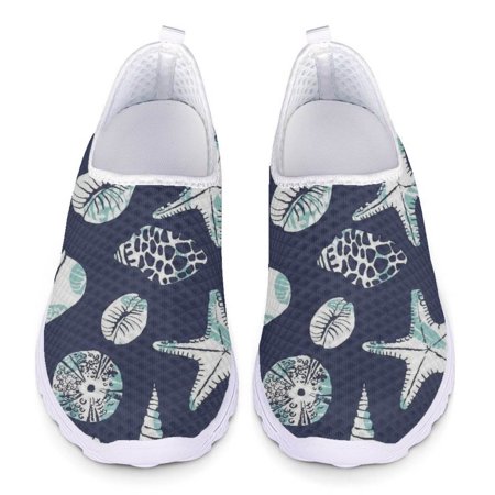 

Mollusc Shell Pattern Print Summer Autumn Casual Flat Shoes for Women Light Comfort Outdoor Walking Shoes Breathable Mesh Shoes