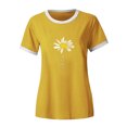 thumbnail image 3 of Innerwin Tee Design Lettres Hauts pour Femmes Été Manches Courtes T-Shirt Décontracté Jaune L, 3 of 7