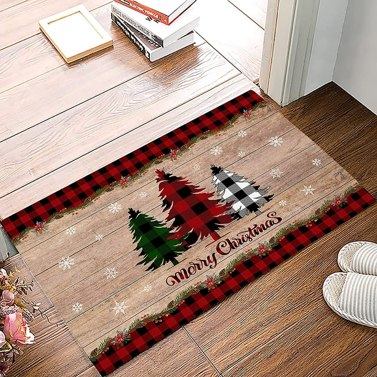 Merry Christmas Wooden Board Print Floor Mat Waterproof Non - Temu