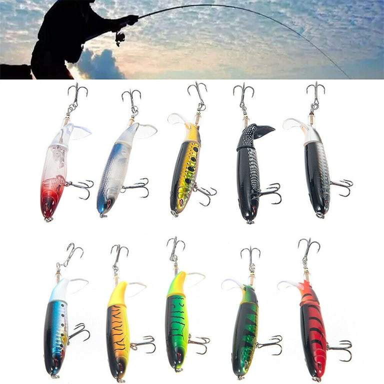 Bass Fishing Lures Set - Whopper Plopper Topwater Baits with Rotating Tail  