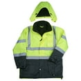 thumbnail image 4 of SAFEGEAR Type R Class 3 Parka Jacket with Hood & Pockets - 4XL - Polyester Fleece, Lime Green/Yellow & Black, High Visibility Jackets for Men or Women - ANSI/ISEA Compliant, 4 of 7