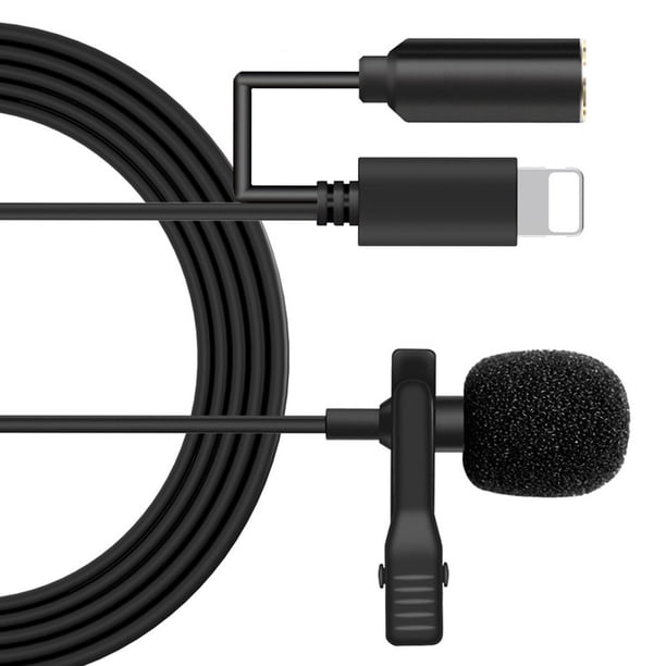 Methold Mini micrófono para iPhone, micrófono de solapa portátil con Clip para iPhone, iPad, Xiaomi, Android, Smartphone, cámara DSLR, PC, Cables de audio/vídeo Actualizar relámpago