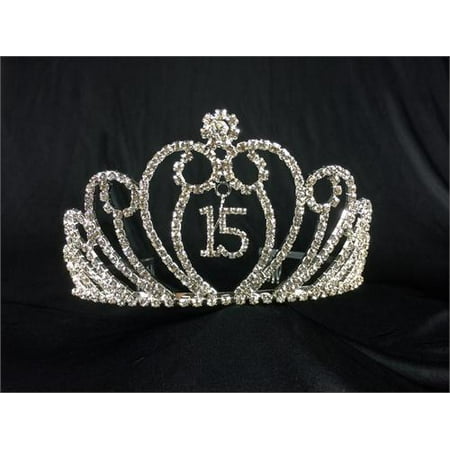 Rhinestone 15 Birthday Tiara Headband with Combs Metal Hair Accessories