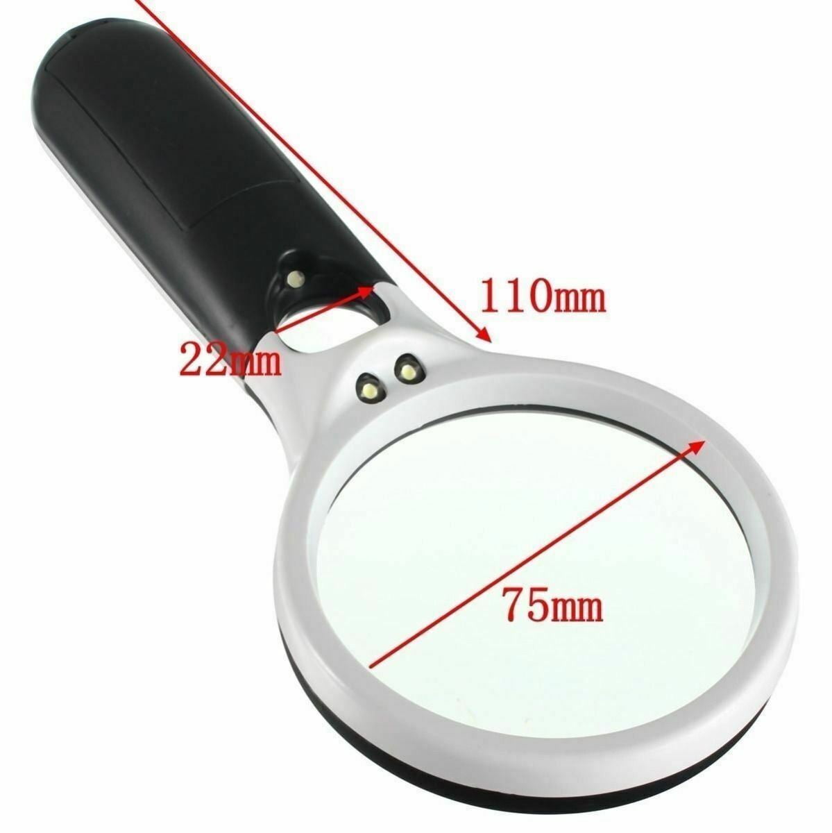 Magnification 3X Handheld Coin Magnifying Glass With LED Light 131mm Large Lens  Lighted Reading Magnifier UV Detecting Loupe - AliExpress