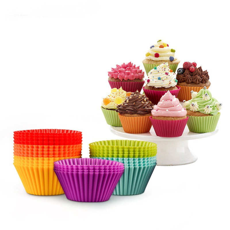 Soft Silicone Cake Muffin Chocolate Cupcake Bakeware Baking Cup Mold Mould Lot 