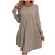 thumbnail image 2 of mfyjkho Vestidos para mujer, Mono de sudadera de manga larga con cuello redondo y bolsillos plisados en la espalda de color liso para mujer, falda larga Vestidos festivos para mujer m, 2 of 6