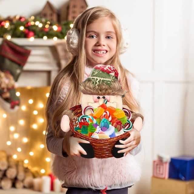Festive Christmas Candy Storage with Santa Snowman Design for Holiday Table Decoration and Snack Serving Tray