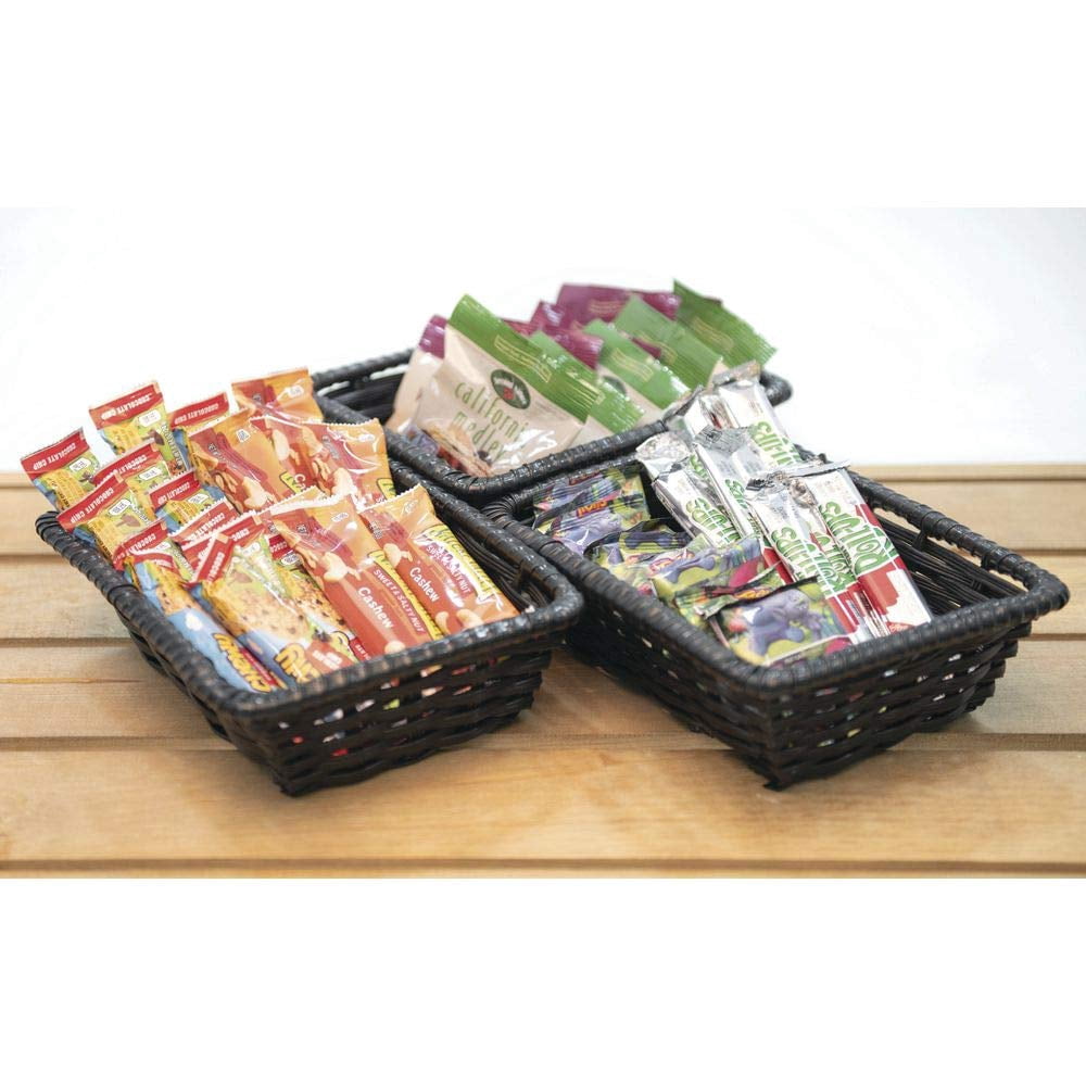 HUBERT Wicker Storage Basket Black Plastic - 10" L x 7 1/2 W x 3" H