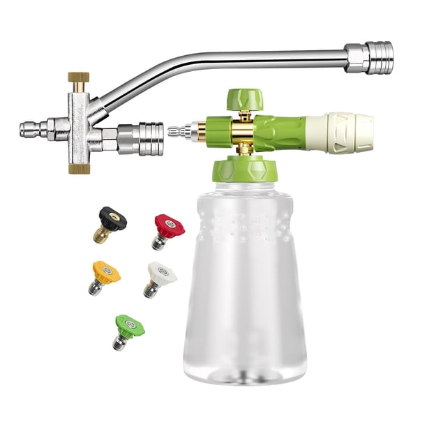Pulverizador de espuma, regadera de espuma para riego de jardín, belleza automotriz, limpieza del hogar con 5 boquillas