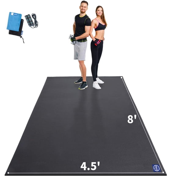 Extra Large Exercise Mat 96x54 inch, Non-Slip Workout Mats for Home Gym Flooring, Ultra Durable, 7mm Thick Cardio Mat for Plyo, MMA, Jump, Weightlifting - Shoe Friendly, Eco Friendly