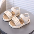 thumbnail image 6 of Girls Ruched Strap Sandals, Hook-and-Loop Soft Sole Summer Shoes, Lightweight Casual Flat Sandals for Kids, 6 of 7