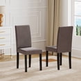 thumbnail image 2 of Costway Modern Upholstered Dining Chair Set of 2 Rubber Wood Legs with Padded Seat Dark Brown, 2 of 10