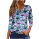 thumbnail image 1 of Fiudx Ofertas Del Día Blusa de Manga 3/4 Corta Estampada a La Moda para Mujer, Blusa Informal con Cuello Redondo, 1 of 4