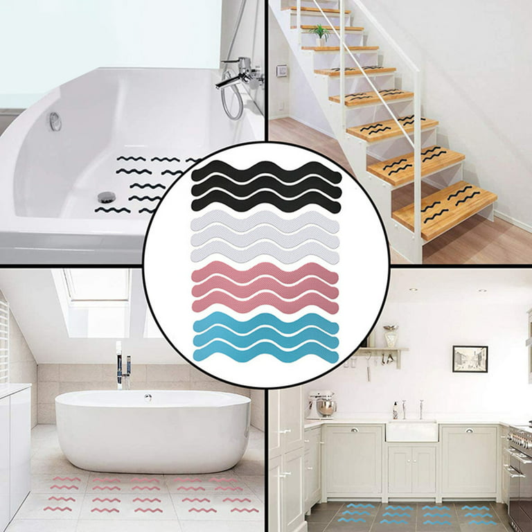 12/24Pcs S Shaped Anti Slip Strips Waterproof Safety Strips Shower Stickers  Self-Adhesive Non Slip Tape For Bathtub Stairs Floor